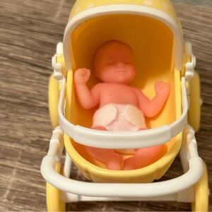 My Mini Baby with Polka Dot Yellow Stroller